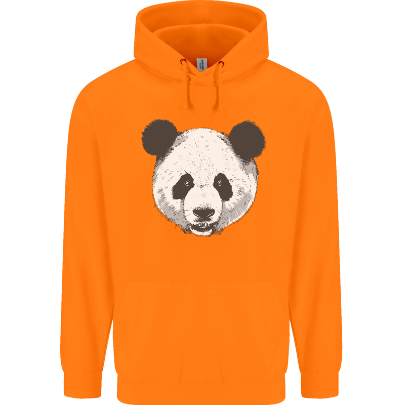 A Panda Bear Face Mens 80% Cotton Hoodie Orange