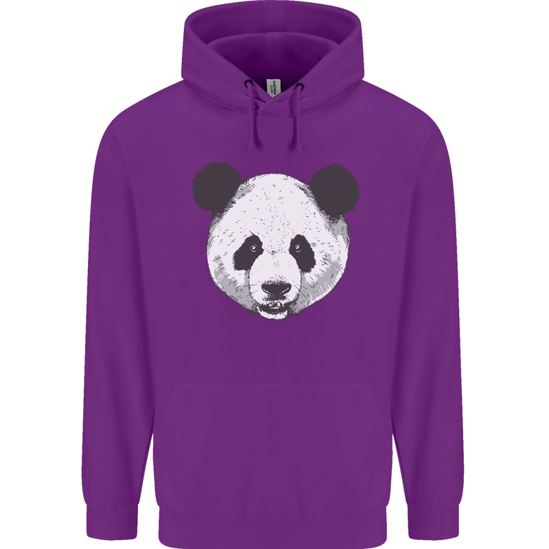 A Panda Bear Face Mens 80% Cotton Hoodie Purple