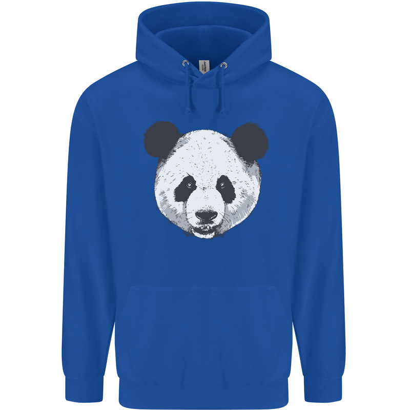 A Panda Bear Face Mens 80% Cotton Hoodie Royal Blue