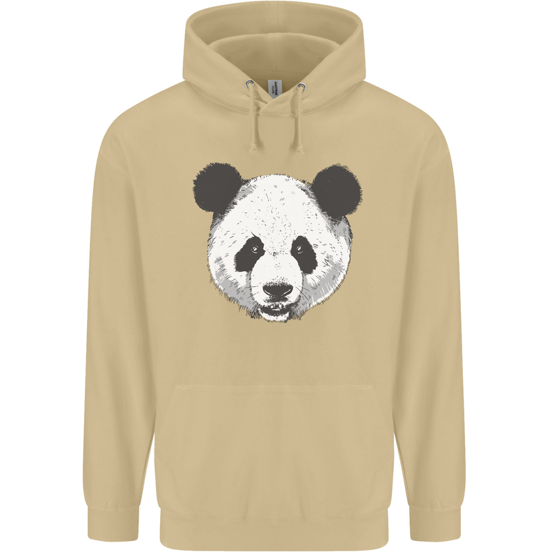 A Panda Bear Face Mens 80% Cotton Hoodie Sand