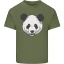A Panda Bear Face Mens Cotton T-Shirt Tee Top Military Green