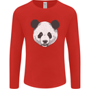 A Panda Bear Face Mens Long Sleeve T-Shirt Red