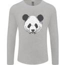 A Panda Bear Face Mens Long Sleeve T-Shirt Sports Grey