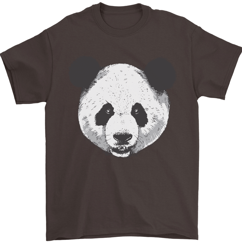 A Panda Bear Face Mens T-Shirt Cotton Gildan Dark Chocolate