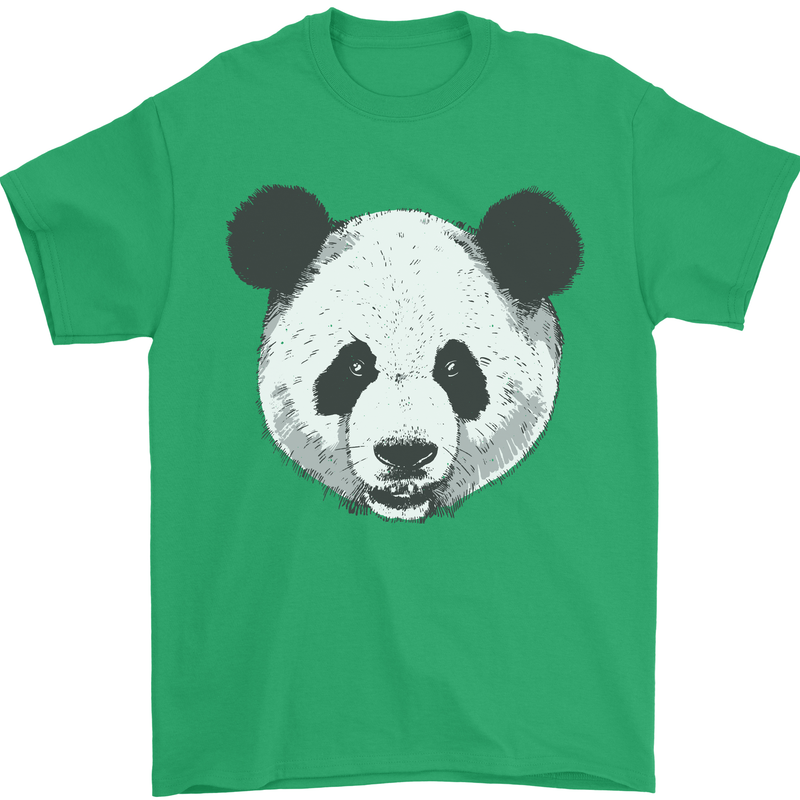 A Panda Bear Face Mens T-Shirt Cotton Gildan Irish Green