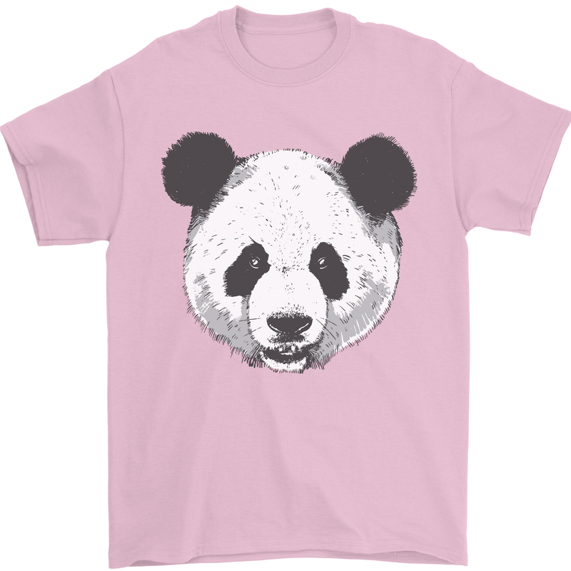 A Panda Bear Face Mens T-Shirt Cotton Gildan Light Pink