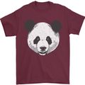 A Panda Bear Face Mens T-Shirt Cotton Gildan Maroon