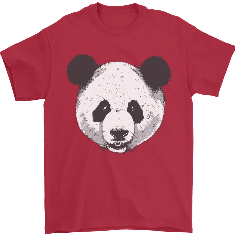 A Panda Bear Face Mens T-Shirt Cotton Gildan Red