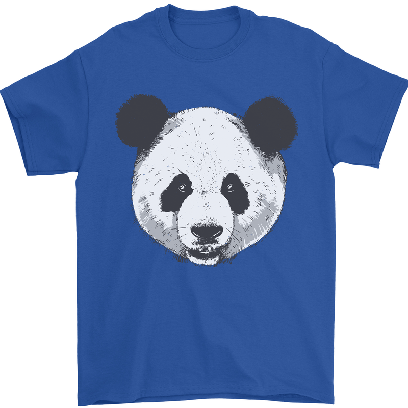 A Panda Bear Face Mens T-Shirt Cotton Gildan Royal Blue