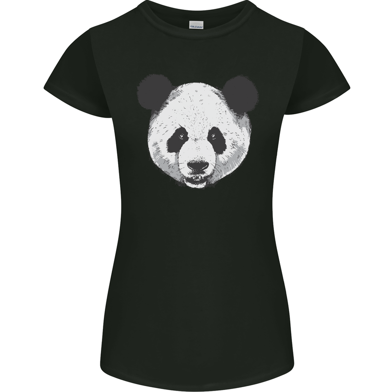 A Panda Bear Face Womens Petite Cut T-Shirt Black