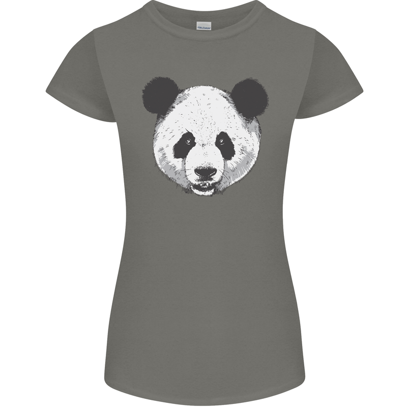 A Panda Bear Face Womens Petite Cut T-Shirt Charcoal