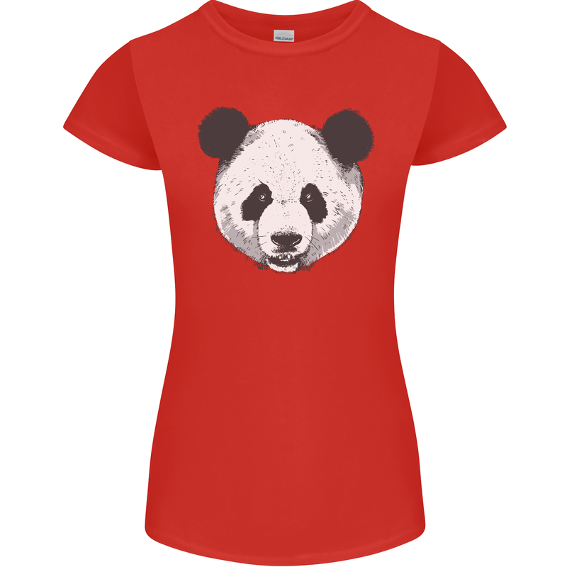 A Panda Bear Face Womens Petite Cut T-Shirt Red