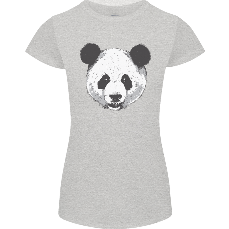 A Panda Bear Face Womens Petite Cut T-Shirt Sports Grey
