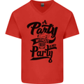 A Party Without Beer Alcohol Funny Beer Gin Mens V-Neck Cotton T-Shirt Red