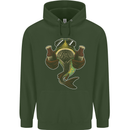A Pike Fish With Beer Fishing Fisherman Childrens Kids Hoodie Forest Green