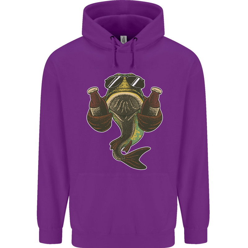 A Pike Fish With Beer Fishing Fisherman Mens 80% Cotton Hoodie Purple