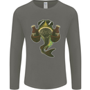 A Pike Fish With Beer Fishing Fisherman Mens Long Sleeve T-Shirt Charcoal