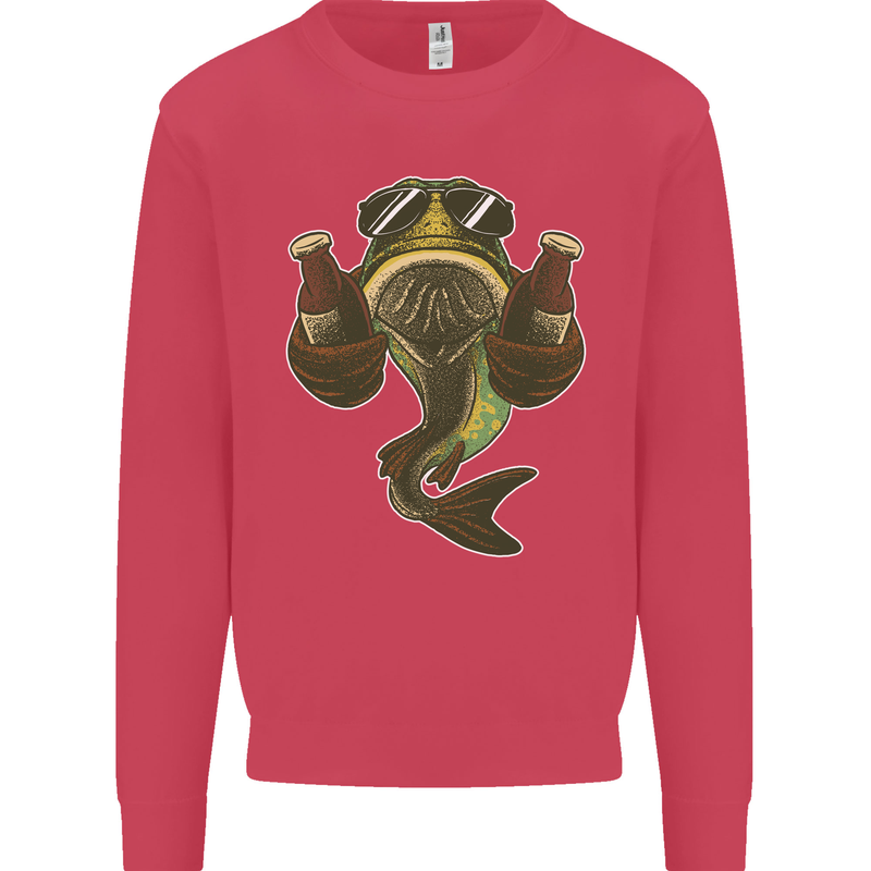 A Pike Fish With Beer Fishing Fisherman Mens Sweatshirt Jumper Heliconia