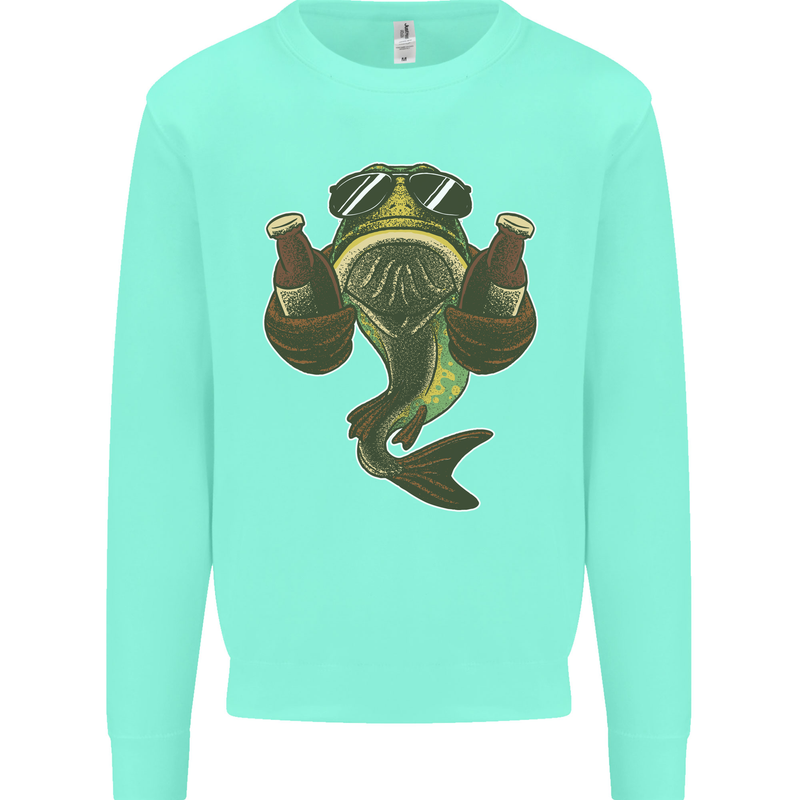 A Pike Fish With Beer Fishing Fisherman Mens Sweatshirt Jumper Peppermint