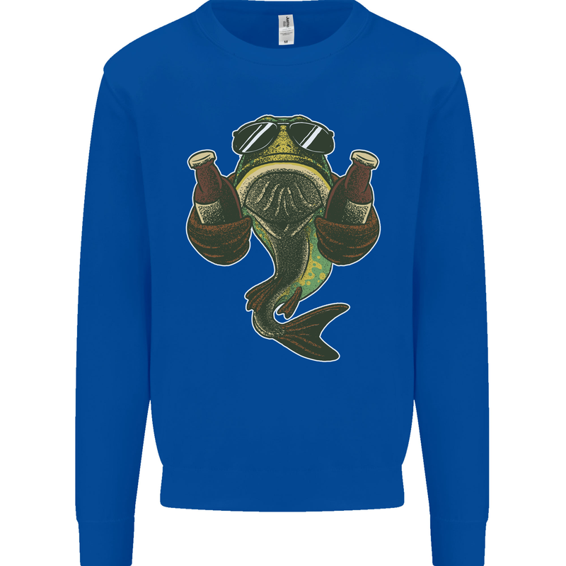 A Pike Fish With Beer Fishing Fisherman Mens Sweatshirt Jumper Royal Blue