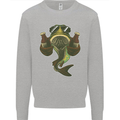 A Pike Fish With Beer Fishing Fisherman Mens Sweatshirt Jumper Sports Grey