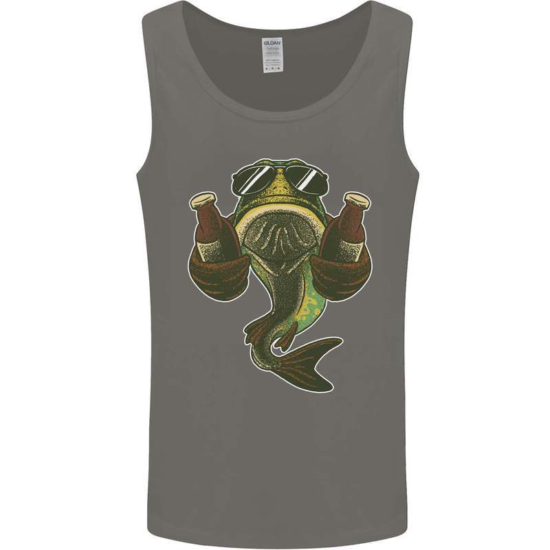 A Pike Fish With Beer Fishing Fisherman Mens Vest Tank Top Charcoal
