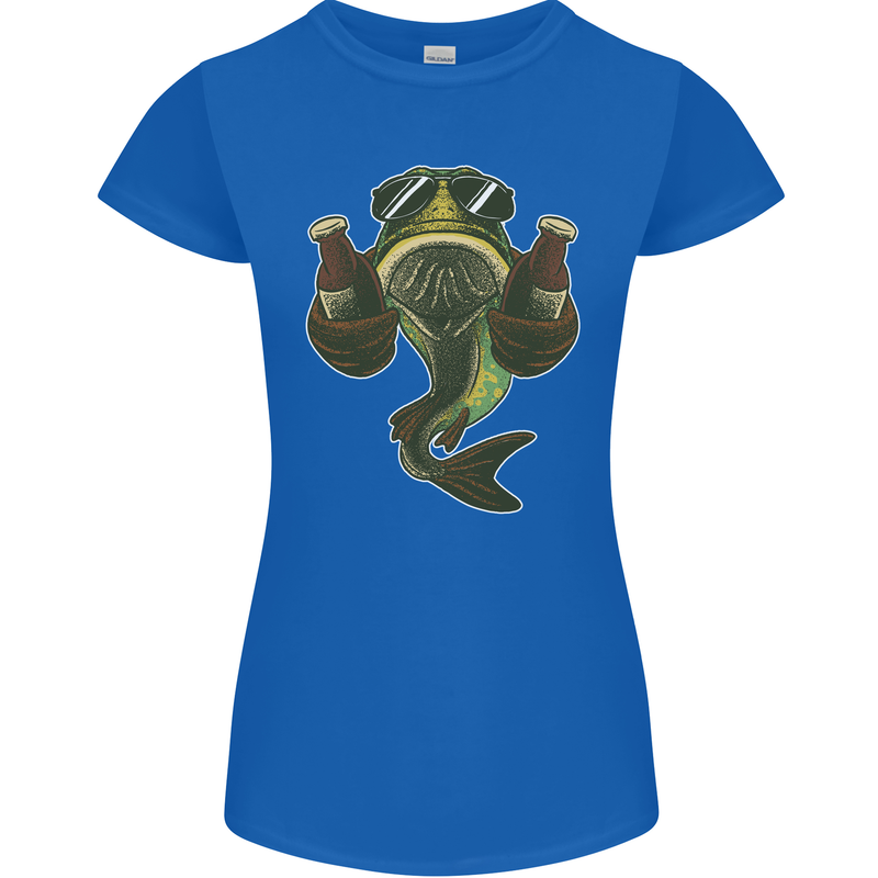 A Pike Fish With Beer Fishing Fisherman Womens Petite Cut T-Shirt Royal Blue