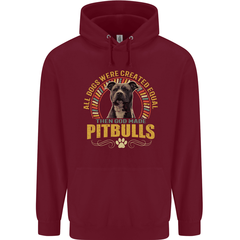 A Pitbull Dog Childrens Kids Hoodie Maroon