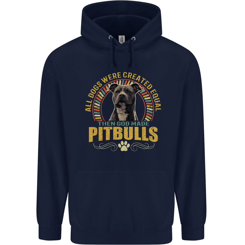 A Pitbull Dog Childrens Kids Hoodie Navy Blue