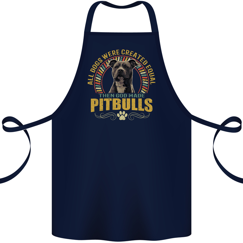 A Pitbull Dog Cotton Apron 100% Organic Navy Blue