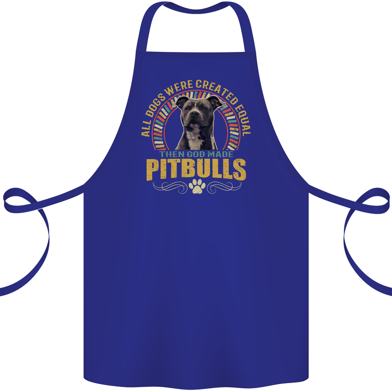 A Pitbull Dog Cotton Apron 100% Organic Royal Blue