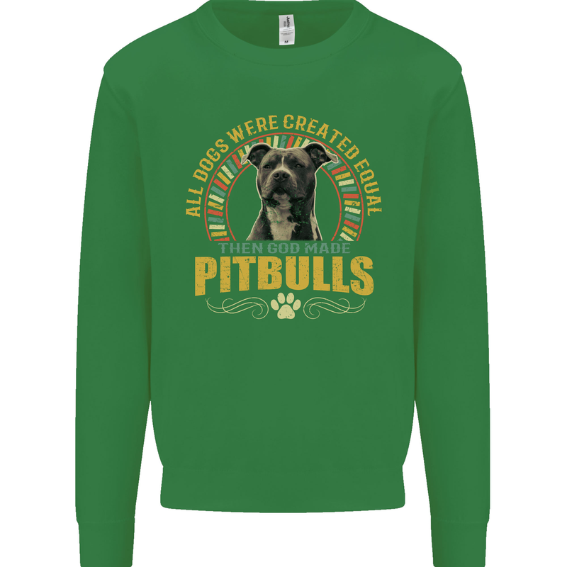 A Pitbull Dog Kids Sweatshirt Jumper Irish Green