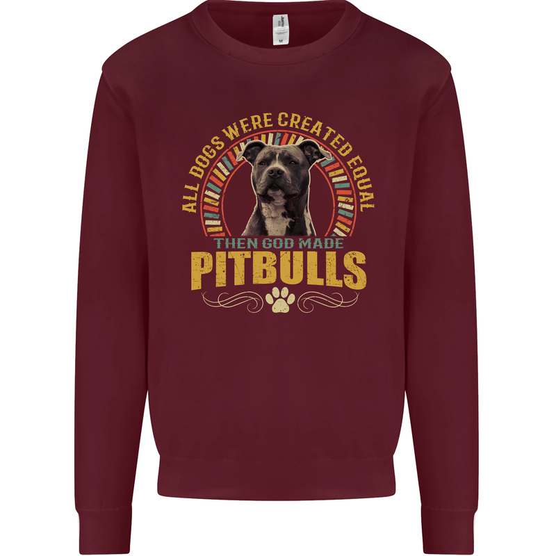 A Pitbull Dog Kids Sweatshirt Jumper Maroon