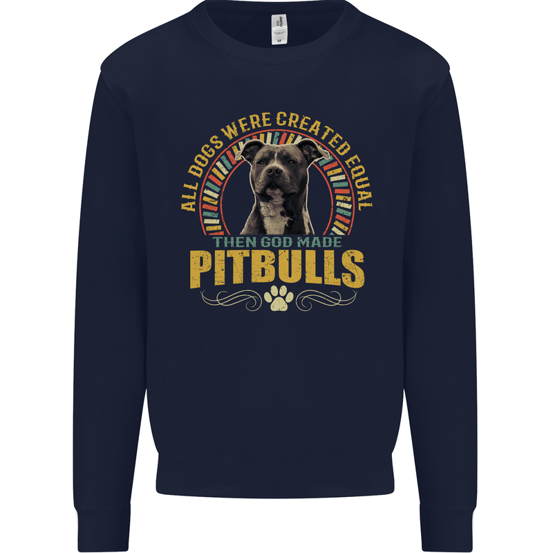A Pitbull Dog Kids Sweatshirt Jumper Navy Blue
