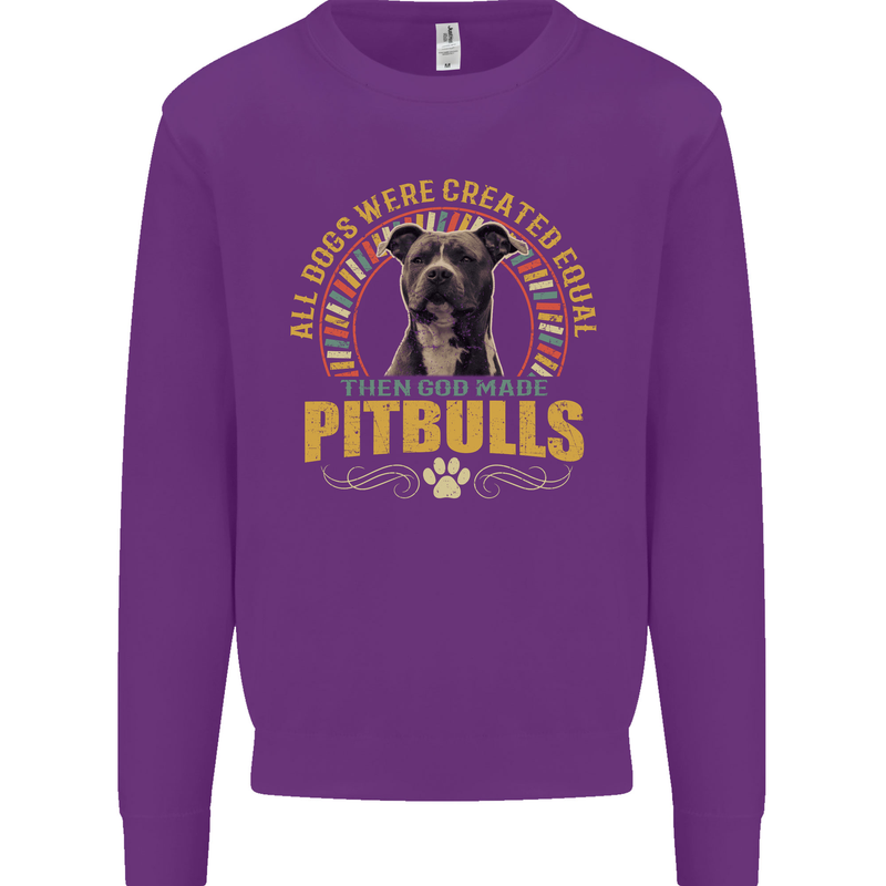 A Pitbull Dog Kids Sweatshirt Jumper Purple