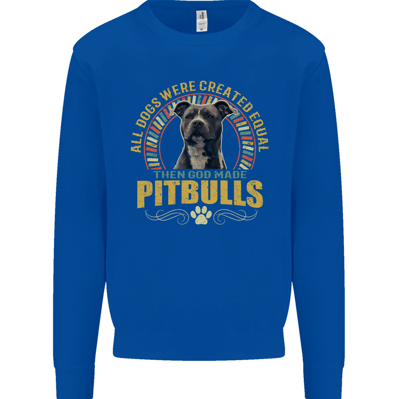 A Pitbull Dog Kids Sweatshirt Jumper Royal Blue