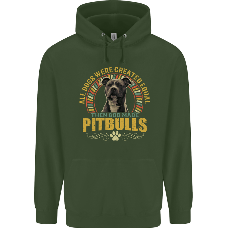 A Pitbull Dog Mens 80% Cotton Hoodie Forest Green