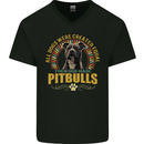 A Pitbull Dog Mens V-Neck Cotton T-Shirt Black