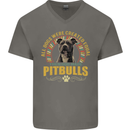 A Pitbull Dog Mens V-Neck Cotton T-Shirt Charcoal