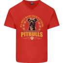 A Pitbull Dog Mens V-Neck Cotton T-Shirt Red
