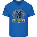 A Pitbull Dog Mens V-Neck Cotton T-Shirt Royal Blue