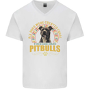 A Pitbull Dog Mens V-Neck Cotton T-Shirt White
