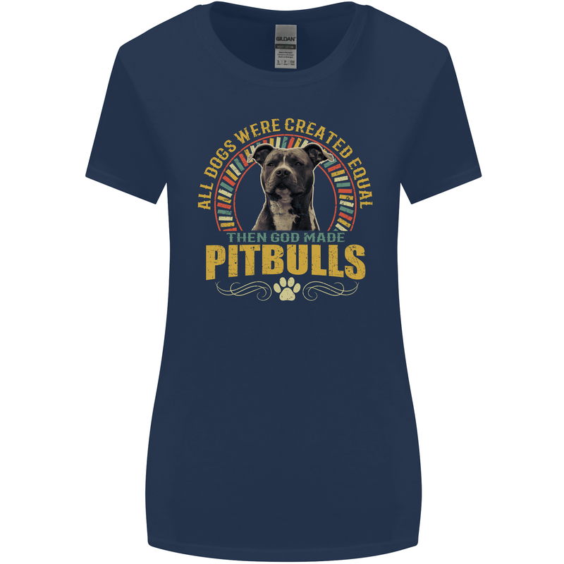 A Pitbull Dog Womens Wider Cut T-Shirt Navy Blue