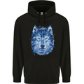 A Polygon Wolf Childrens Kids Hoodie Black