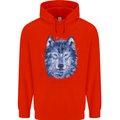A Polygon Wolf Childrens Kids Hoodie Bright Red