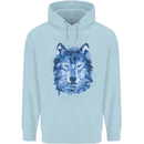 A Polygon Wolf Childrens Kids Hoodie Light Blue