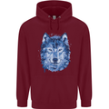 A Polygon Wolf Childrens Kids Hoodie Maroon