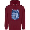 A Polygon Wolf Childrens Kids Hoodie Maroon