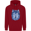 A Polygon Wolf Childrens Kids Hoodie Red