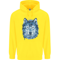A Polygon Wolf Childrens Kids Hoodie Yellow